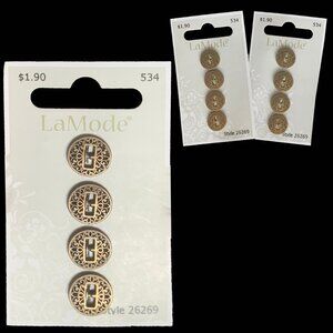 NEW 12 LaMode 1/2" Antique Gold Filigree Look Metal Shirt Buttons